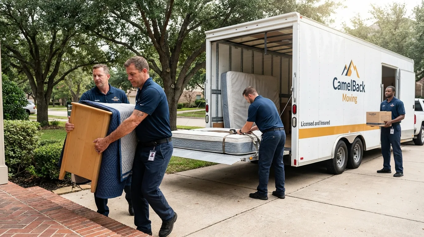 Crew loading residential truck for cross-state move from Indian River, MI